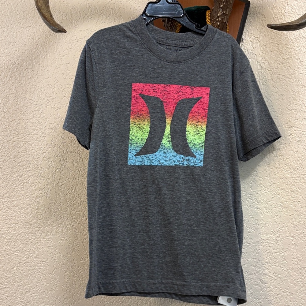 Hurley Kids Gray Tee with Multicolor Logo